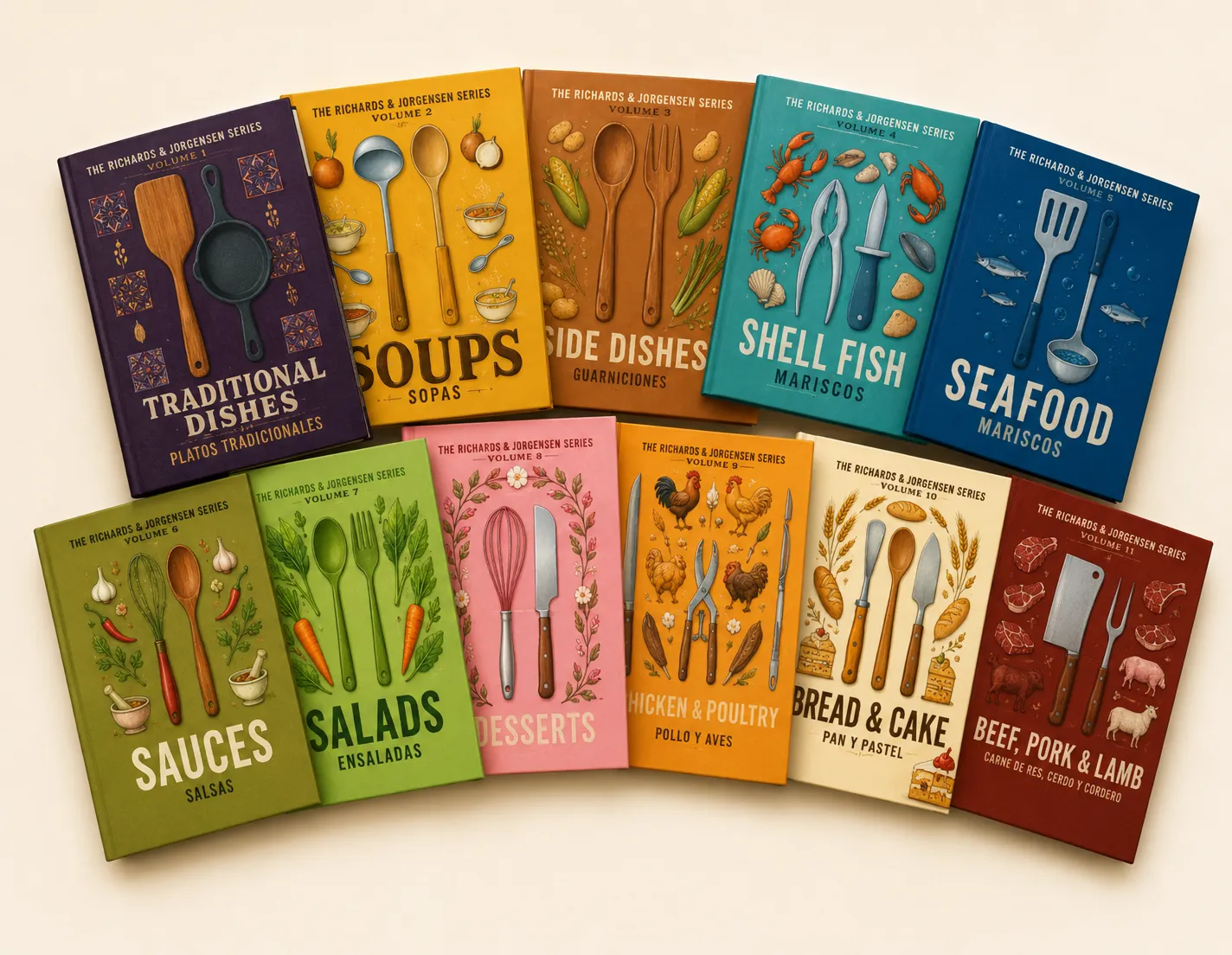 All 11 cookbooks fanned out